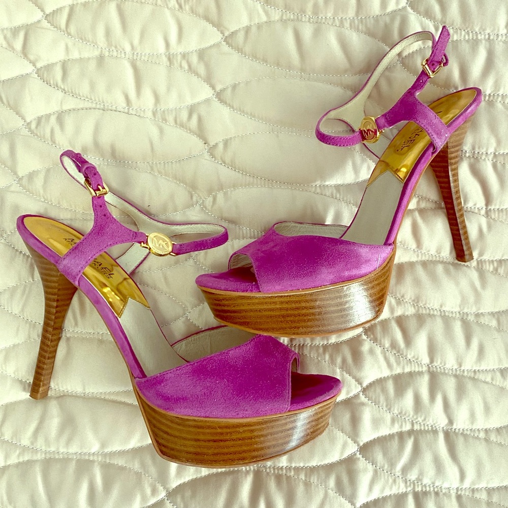Michael Kors purple suede strappy heel